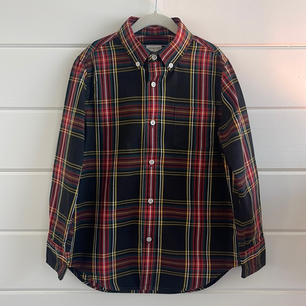 Boys Crewcuts Plaid Button Down Shirt. Size 6/7.